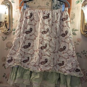 Paisley Patterned Cream and Green Skirt